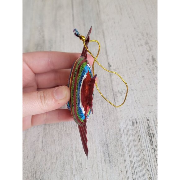 Unique red striped angel fish glitter ornament Xmas ocean sea - Picture 4 of 7